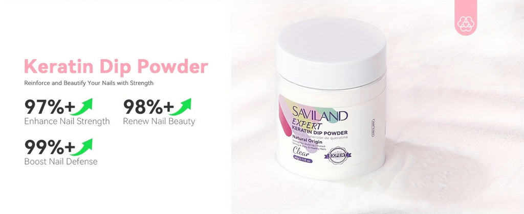 Dip Powder Nail Kit with SAVILAND Label, 60g Clear Powder, Three 15ml Liquids, Files, Buffer and Brush — image 10