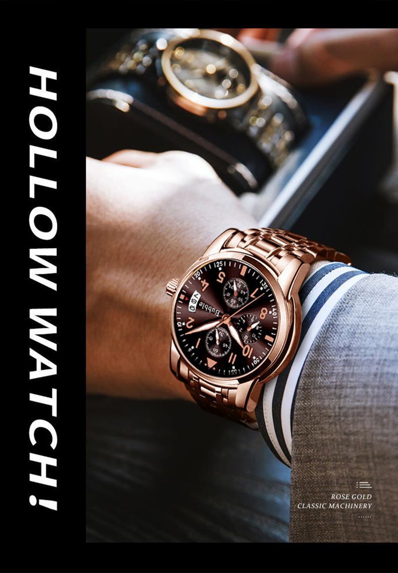 Fully Automatic Quartz Luminous Waterproof Digital Six-Hand Mens Watch