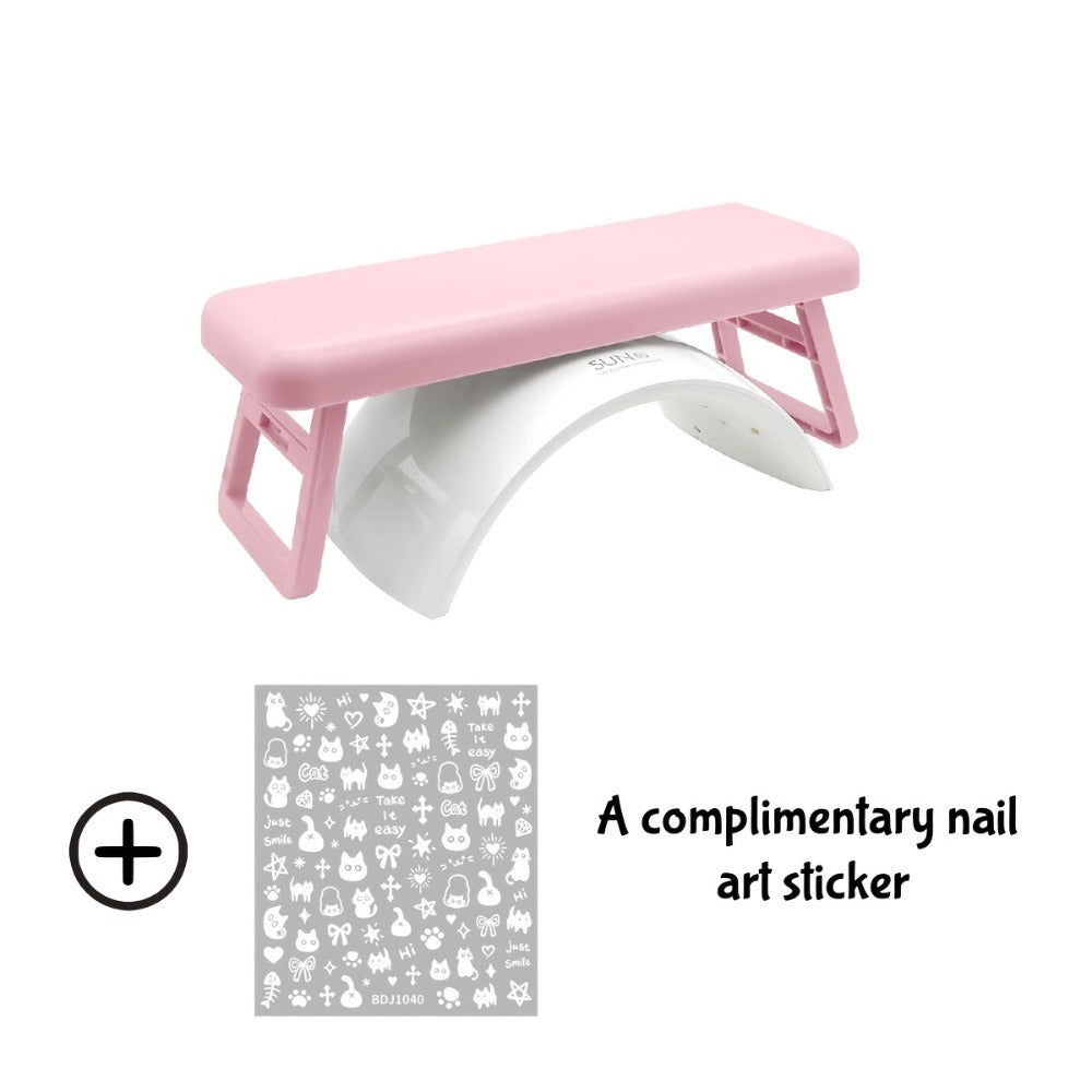 Folding Nail Armrest Hand Rest for Nail Technicians – Cushioned Wrist Support Pillow Bracket, Portable Manicure Table Stand —