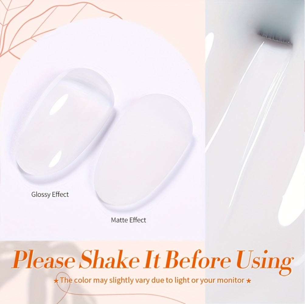 Gel Nail Polish in 10ml Translucent Jelly with 6 Milky, Snow-Glitter and Nude Shade Options — image 21