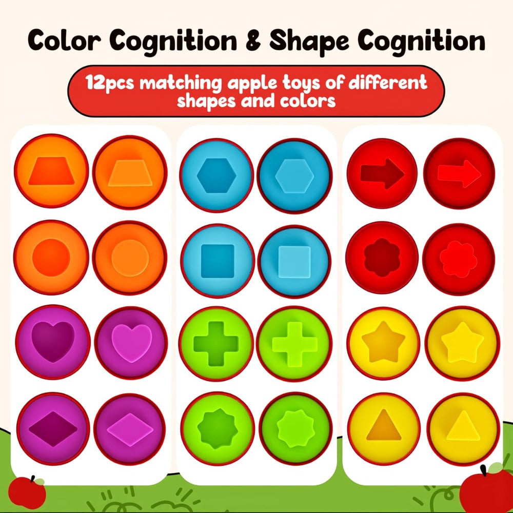 Apple Shape Sorter Toy for Toddlers Ages 10M-3 Years, Geometric Color Sorting Matching Game — image 11