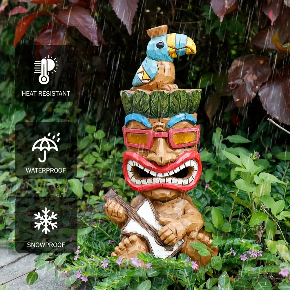 Hawaiian Tiki Statue Standing Resin Totem Pole, Woodcarving Tribal Figure Outdoor Decor for Terrace Bar Party Unique Gift — i