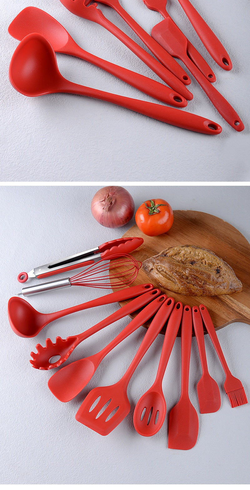 10-piece Silicone Kitchenware Non-stick Cooking Spatula Set