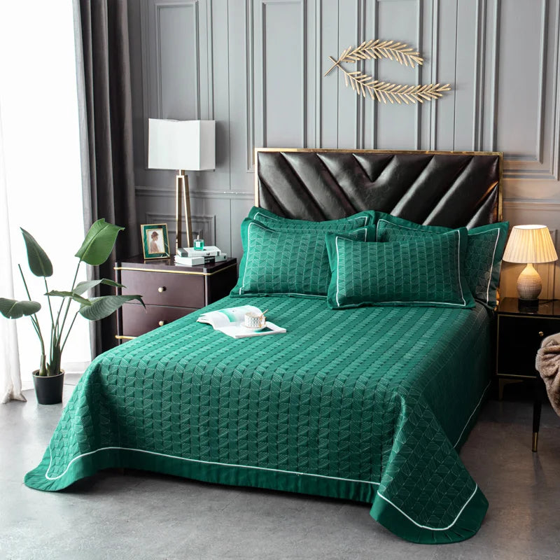Quilted Padded Continental Bed Cover Three Piece Set