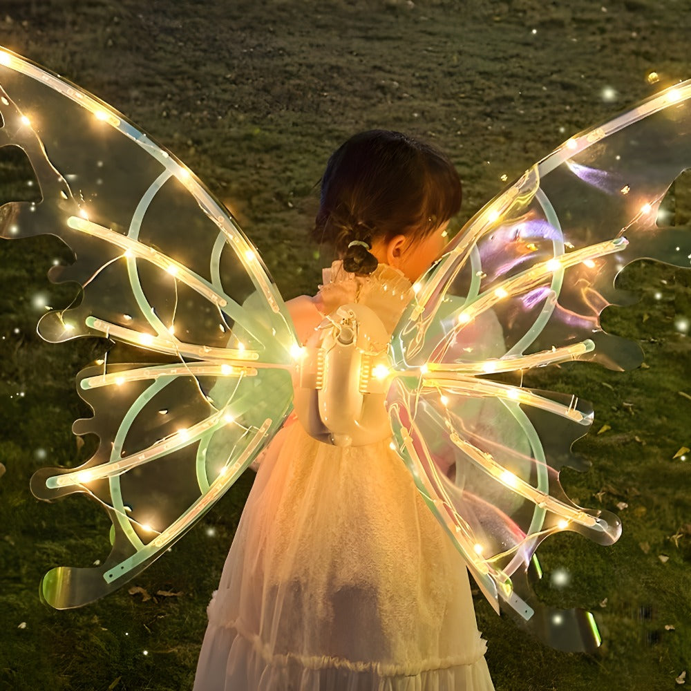 LED Butterfly Wings Glow in the Dark, Motion Sensor & Music Activated Color Changing Lights, Magical Costume Wings for Girls 