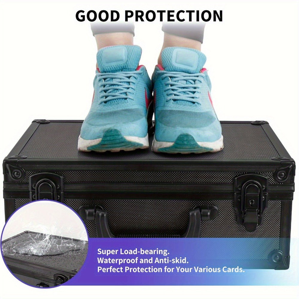 Trading Card Storage Box for 3x4 Top Loads 35pt Rigid Cards Holds 600 Plus – Sports Card Organizer Case with Lock for Pokemon
