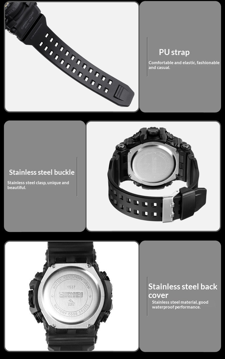 Outdoor Shockproof Plastic Men's Watch With Large Dial, Sports Digital Display, And Synchronized Electronic Watch