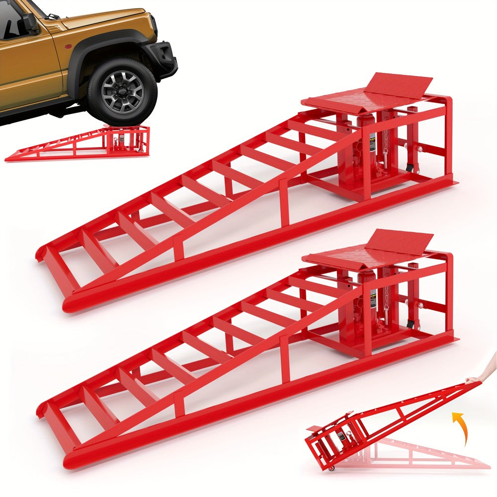 Hydraulic Car Ramps 2-Pack 11050 LBS 5T – Heavy Duty Iron Vehicle Lift Ramp 9"-14.2" for Oil Changes, Jack Support & Auto Mai