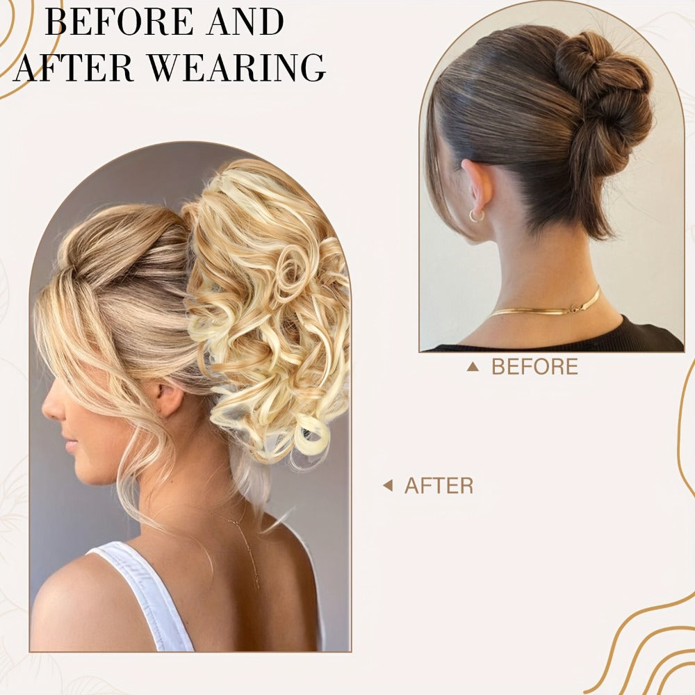 Hair Extensions Curly 8-Inch Synthetic Ponytail with Claw Clip and Eight Dark, Brown and Blonde Colors — image 5