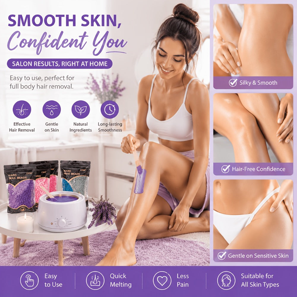 Hard Wax Beads for Hair Removal Full Body 1000g/2000g – Professional Waxing Kit with 20 Applicator Sticks — image 10