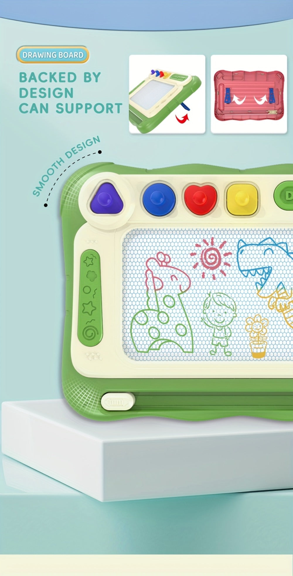 Kids Drawing Board Easel Upgraded with 4 Stamps & Paintbrush with the Listed Color, Size or Set Options for Everyday Use — im