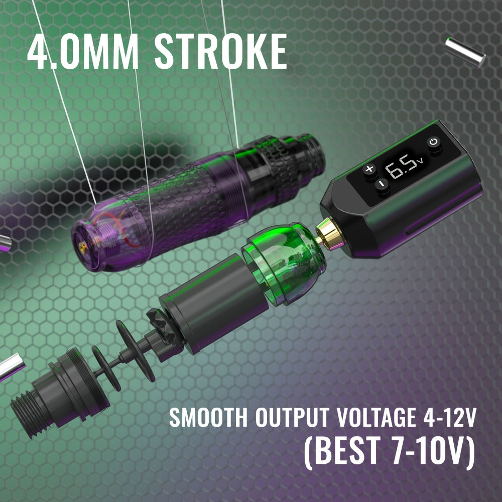Tattoo Machine Kit VOID Wireless Pen with 1200mAh Battery, 4-12V Adjustment, 10 Cartridges and 5 Ink Shades — image 12