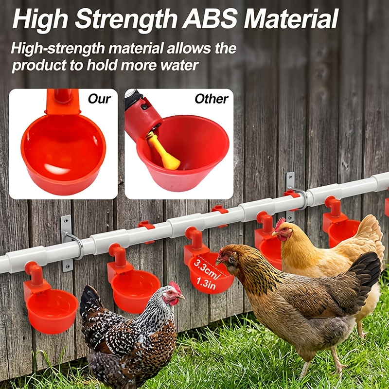 Automatic Poultry Watering System Kit with 10 Red Cups, PVC Pipe Fittings, Regulator and Hose Connections — image 6