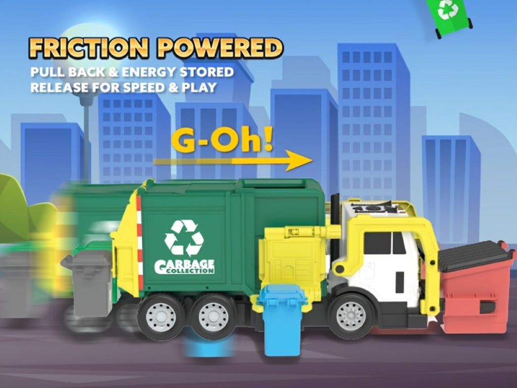 Garbage Truck Toy Set 16-Inch Large Friction-Powered with Lights & Sounds, Color-Coded Trash Bins — image 12