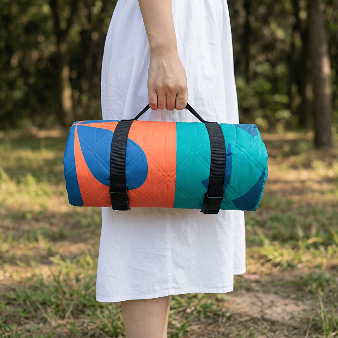 Large Padded Picnic Blanket with Carry Straps in Geometric, Palm-Village or Tropical Leaf Prints — image 9