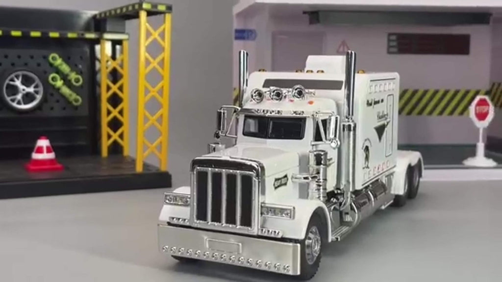 Semi Truck Toy 1:24 Scale Die-Cast Metal Pull-Back Alloy Semi-Trailer Truck with the Listed Color, Size or Set Options for Ev