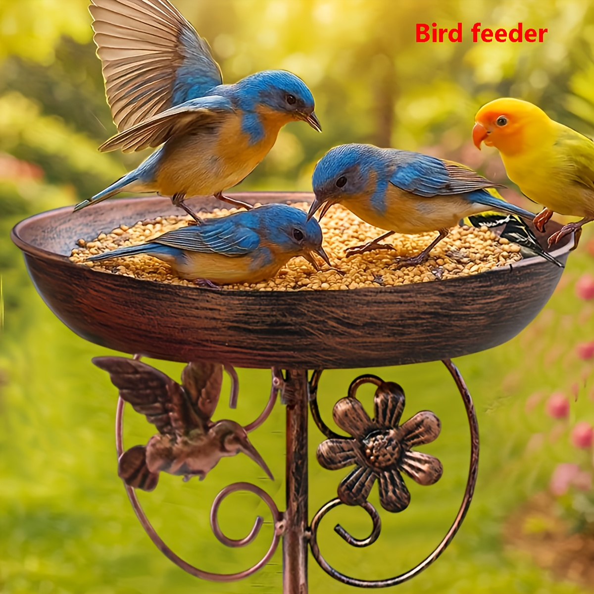 Bird Feeder Cast Iron Vintage, Bird Bath Garden Outdoor Yard Decor for Garden, Yard and Pest Management — image 9