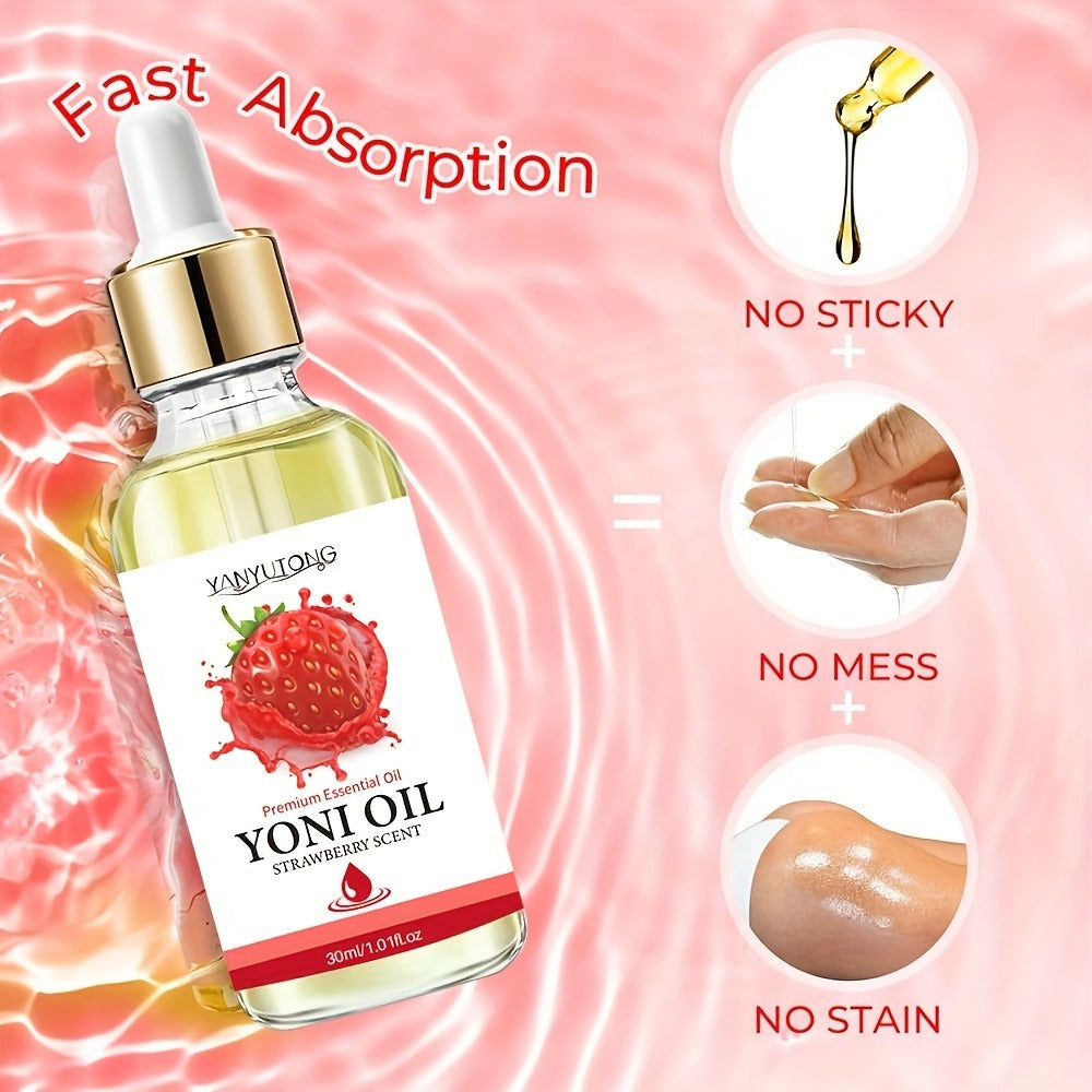 Strawberry Yoni Bath Set 4pcs for Women – Scented Yoni Oil & Soap Feminine Hygiene Kit pH Balance Odor Control Moisturizing I