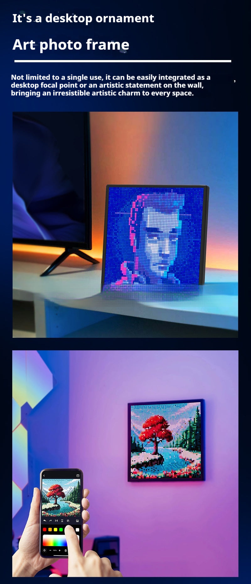 Bluetooth Game Tables LED Atmosphere Desktop Decoration DIY Photo Frame Gift Graffiti Pixel Screen