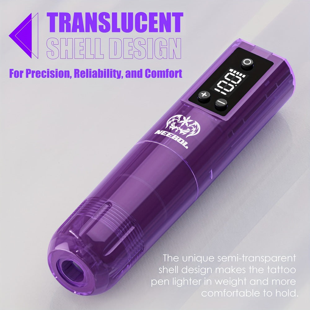 Cordless Tattoo Pen Machine Neebol Wireless Rotary Tattoo Gun with LCD Screen Display for Temporary Body Art, Festivals and C