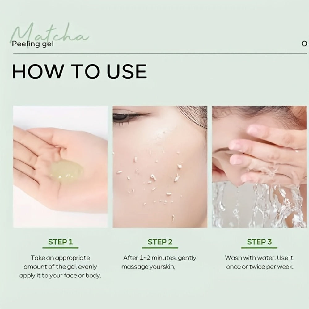 Matcha Peeling Gel Face Scrub with Tea Tree Salicylic Acid Exfoliating Alcohol Free Facial for Bath Time, Home Spa and Person