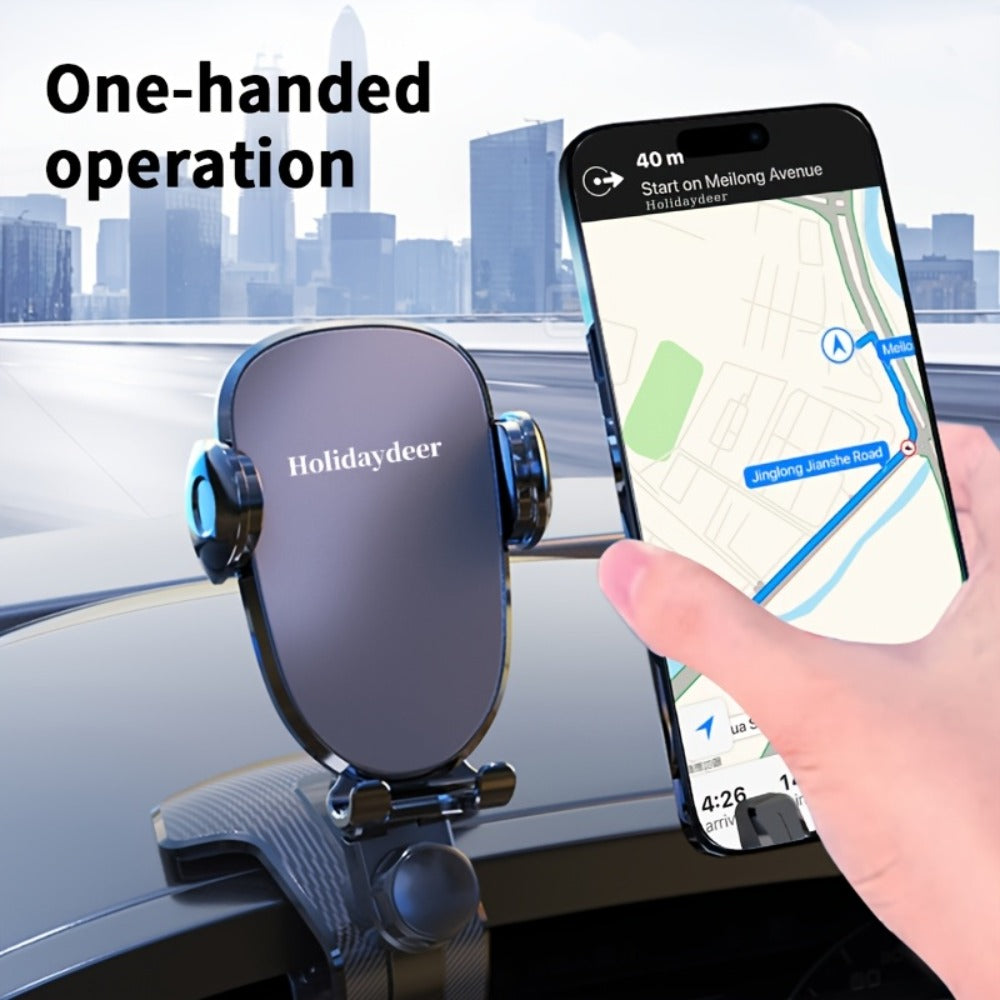 Deep Gray Dashboard-Edge Car Phone Holder with 360-Degree Joint and Triangular Support Clip — image 4