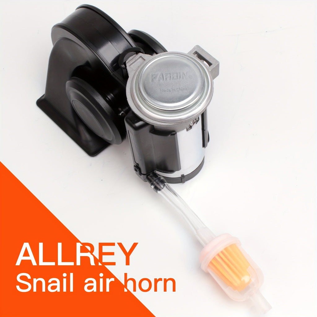 Snail Air Horn Kit Super Loud 12V 24V for Truck Car Motorcycle with Copper Compressor Relay Harness & Button Universal Fit — 