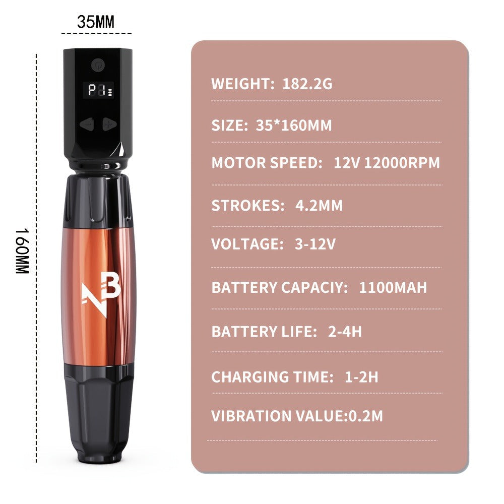 Tattoo Machine Set Complete Wireless - TM-72 Tattoo Pen Gun with Power Supply for Temporary Body Art, Festivals and Costumes 