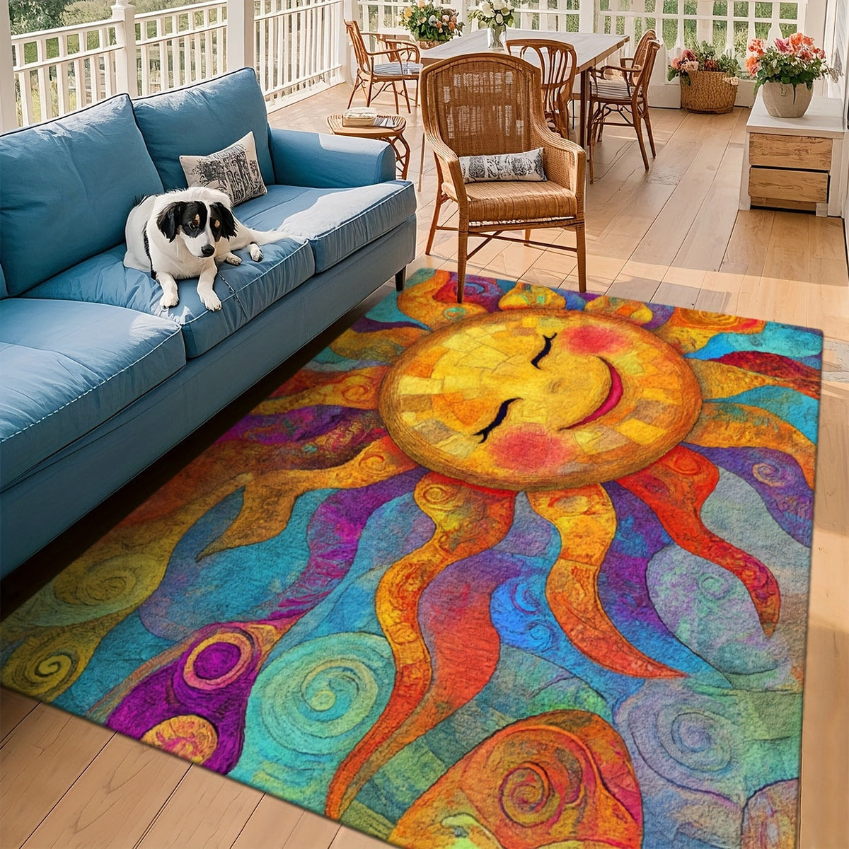 Outdoor Mat Fleece Printed Pattern Soft Non-Slip Rug Machine Washable for Living Room Bedroom Yard RV Camping Picnic Indoor O