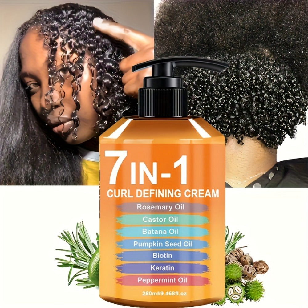 7-in-1 Curl Styling Cream, 280ml Orange-Label Pump with Rosemary, Castor and Batana Oils on Label — image 2