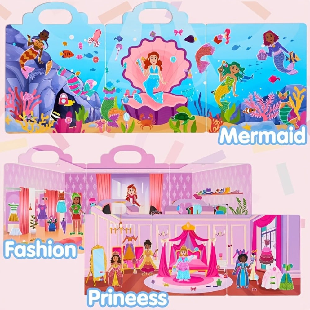 Reusable Sticker Books for Toddlers Girls 3 Pack, 3D Foam Sticker Activity Books Mermaid Princess Fashion Themes — image 3