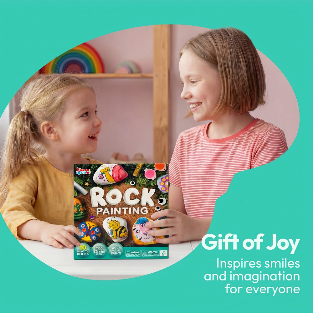 Rock Painting Craft Kit with 10 Stones, 16 Paint Colors, Brushes, Gems, Glitter and Stickers — image 8