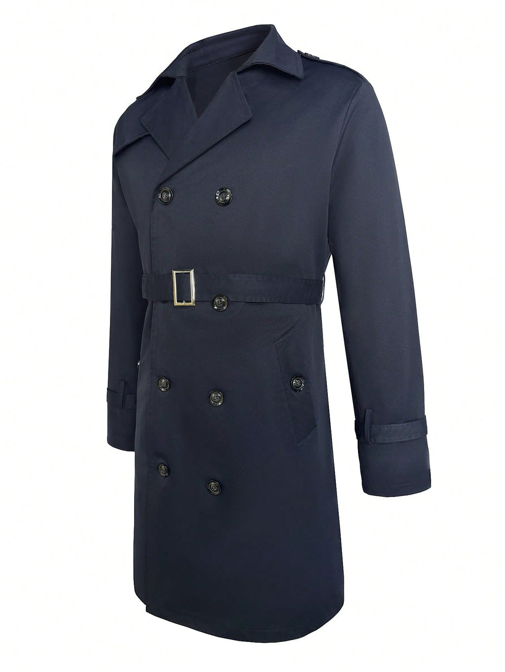 Mens Mid-length Double-breasted Casual Trench Coat