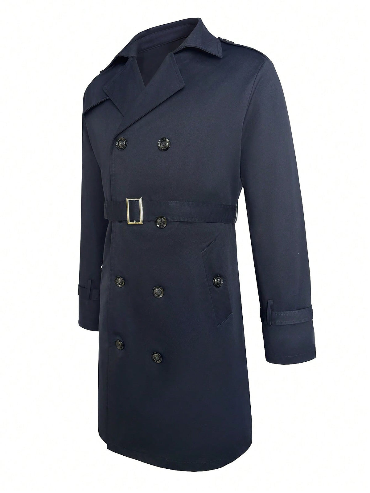 Mens Mid-length Double-breasted Casual Trench Coat