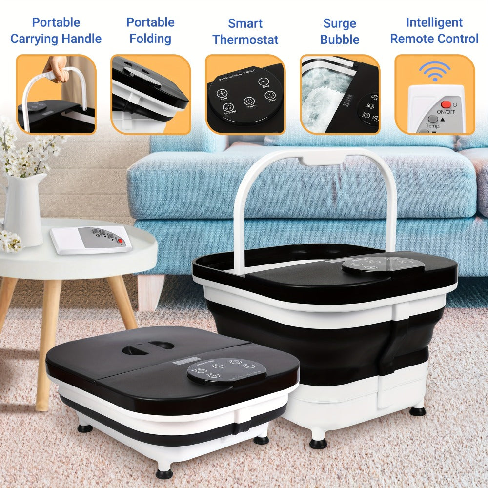 Foldable Foot Spa Bath with 20 Massage Rollers, Touchscreen Temperature Display, Remote Control & Shower — image 7