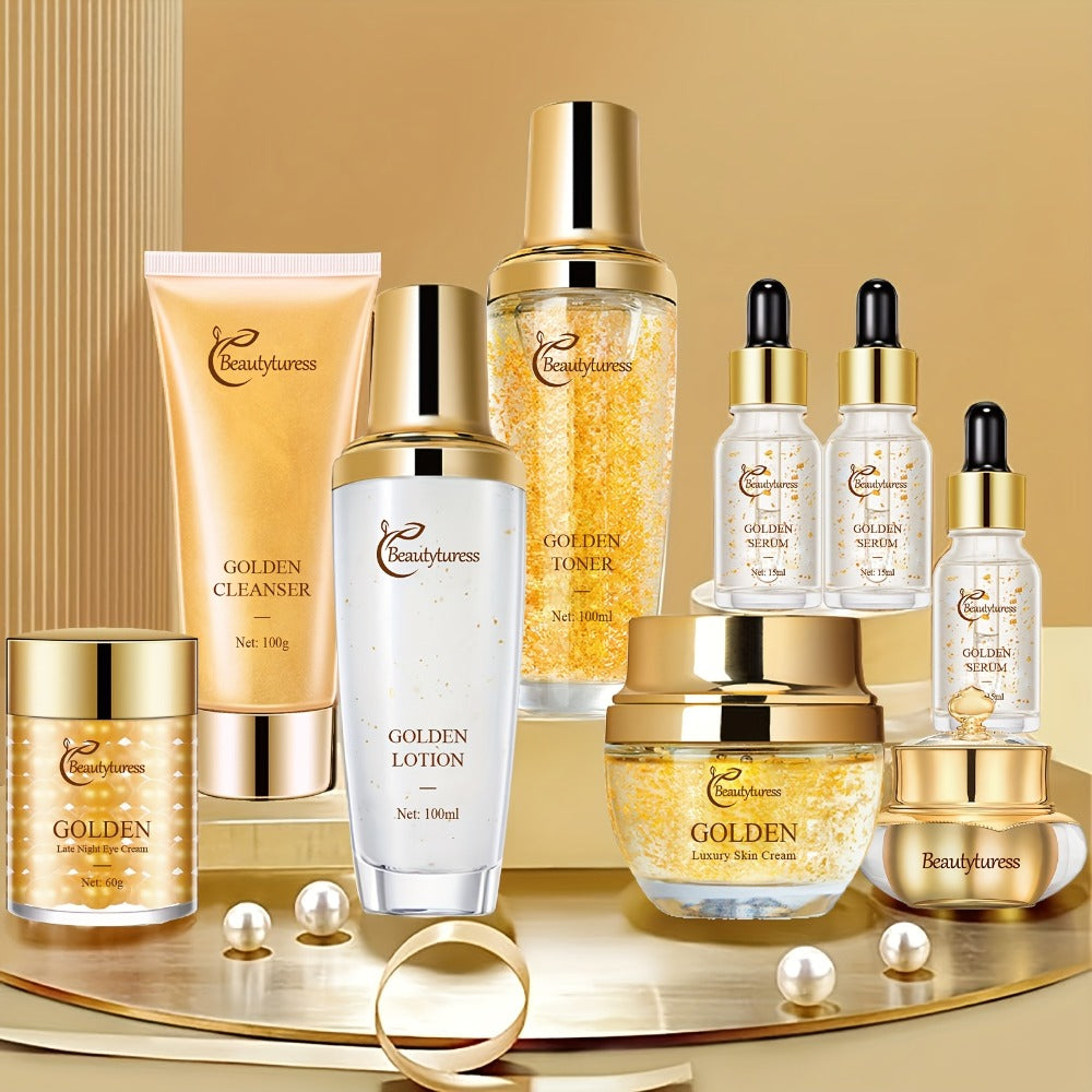 Skincare Set with Beautyluress Label, 9 Collagen and Hyaluronic Acid Cleanser Serum and Cream Items — image 2