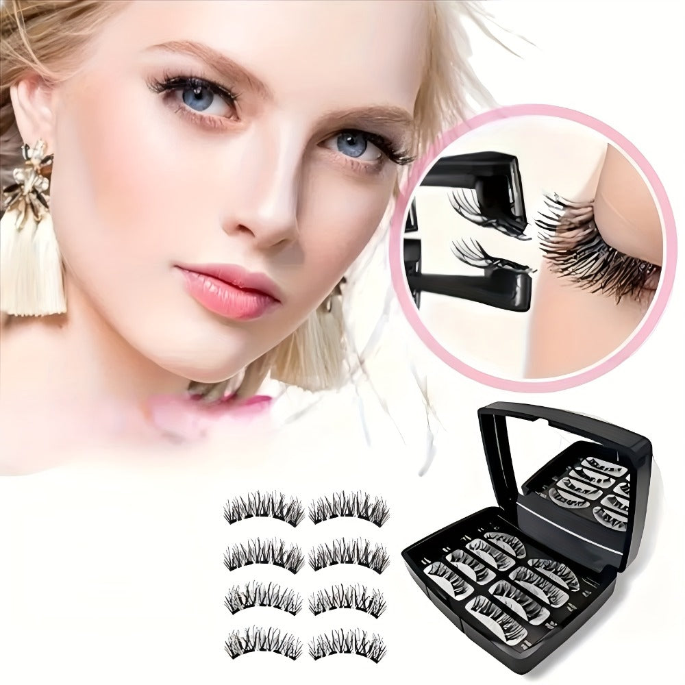 Eight-Piece Black Magnetic False Eyelash Kit with Rectangular Case, Applicator, Tweezers and Brush — image 15