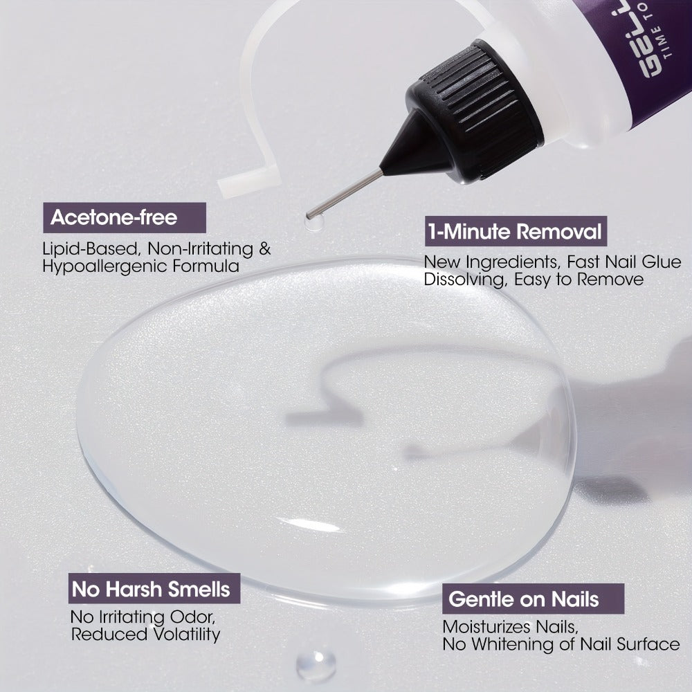 Nail Glue Remover 20ml Precision Needle Applicator Acetone Free – Fast Acting No-Mess Formula for Press On Nails Gel X Nail T