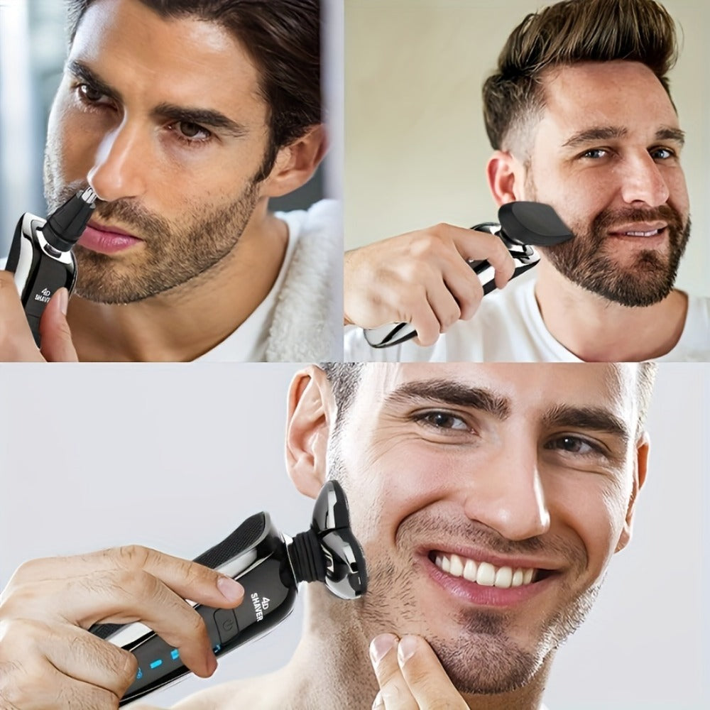 5-in-1 Rechargeable 3-Head Rotary Electric Razor with Detail Trimmer, Nose Trimmer and Cleaning Brush — image 4