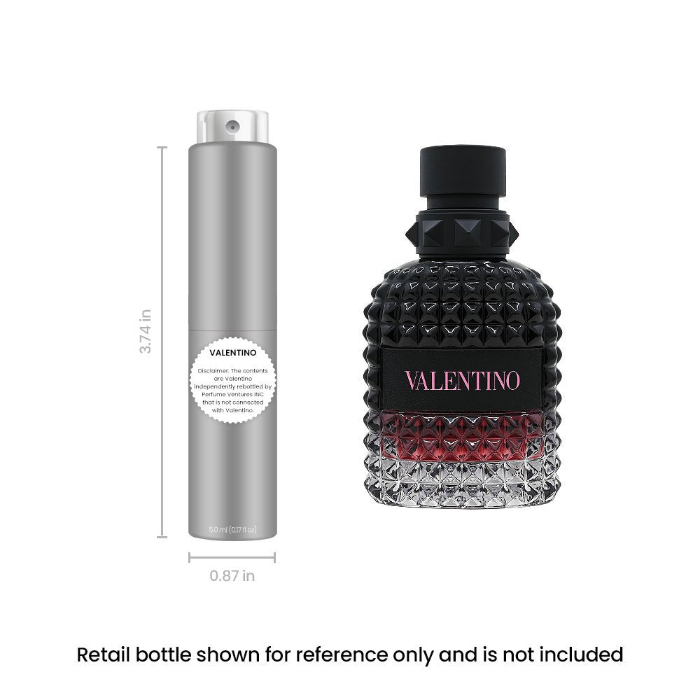 Eau de Parfum Born in Roma Intense Uomo 5ml Travel Spray in Slim Portable Atomizer for Daily Wear — image 4