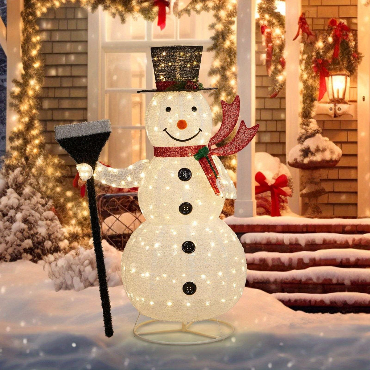5 ft Illuminated Snowman with Collapsible Design