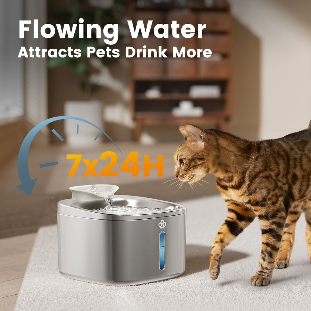 oneisall Stainless Steel Cat Water Fountain PW03SAU