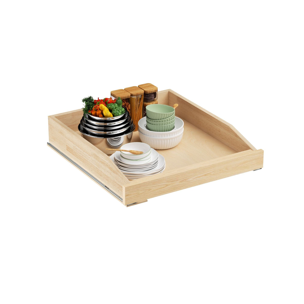 LOVMOR Soft-Close Wooden Pull-Out Cabinet Organizer Natural