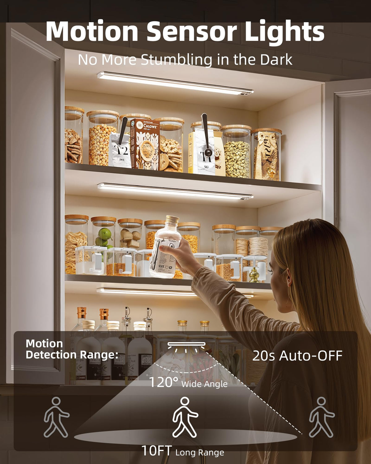 LED Motion Sensor Dimmable Under Cabinet Light 5700K