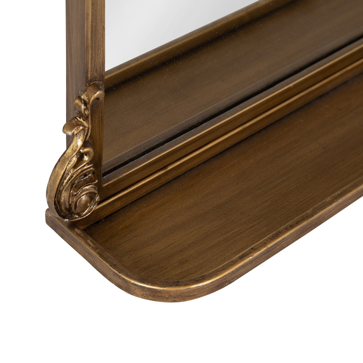 Kate and Laurel Gold Framed Wall Mirror with Shelf