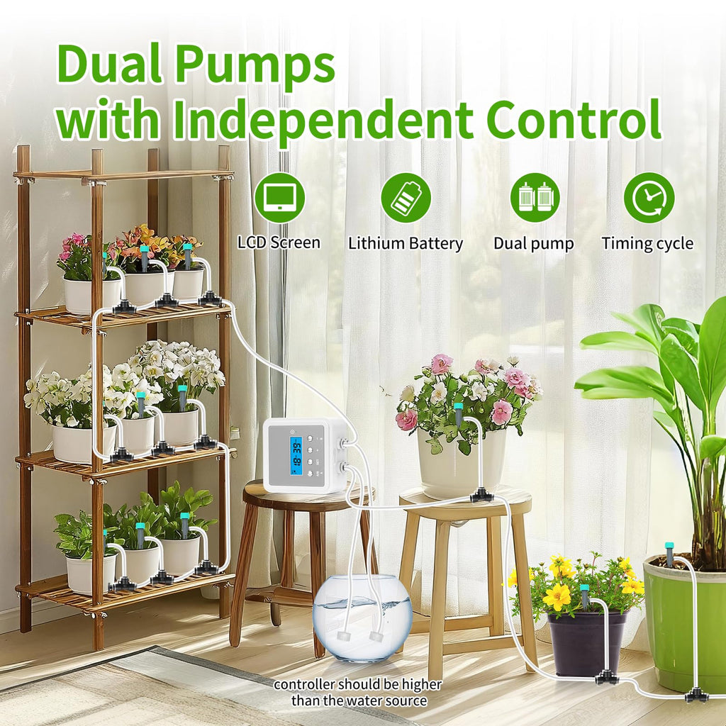 Smart Automatic Plant Watering System for 20 Pots Dual Pump Kit