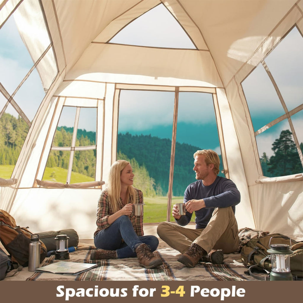 Pop-Up 4-Person Camping Tent with Removable Rainfly and Carry Bag