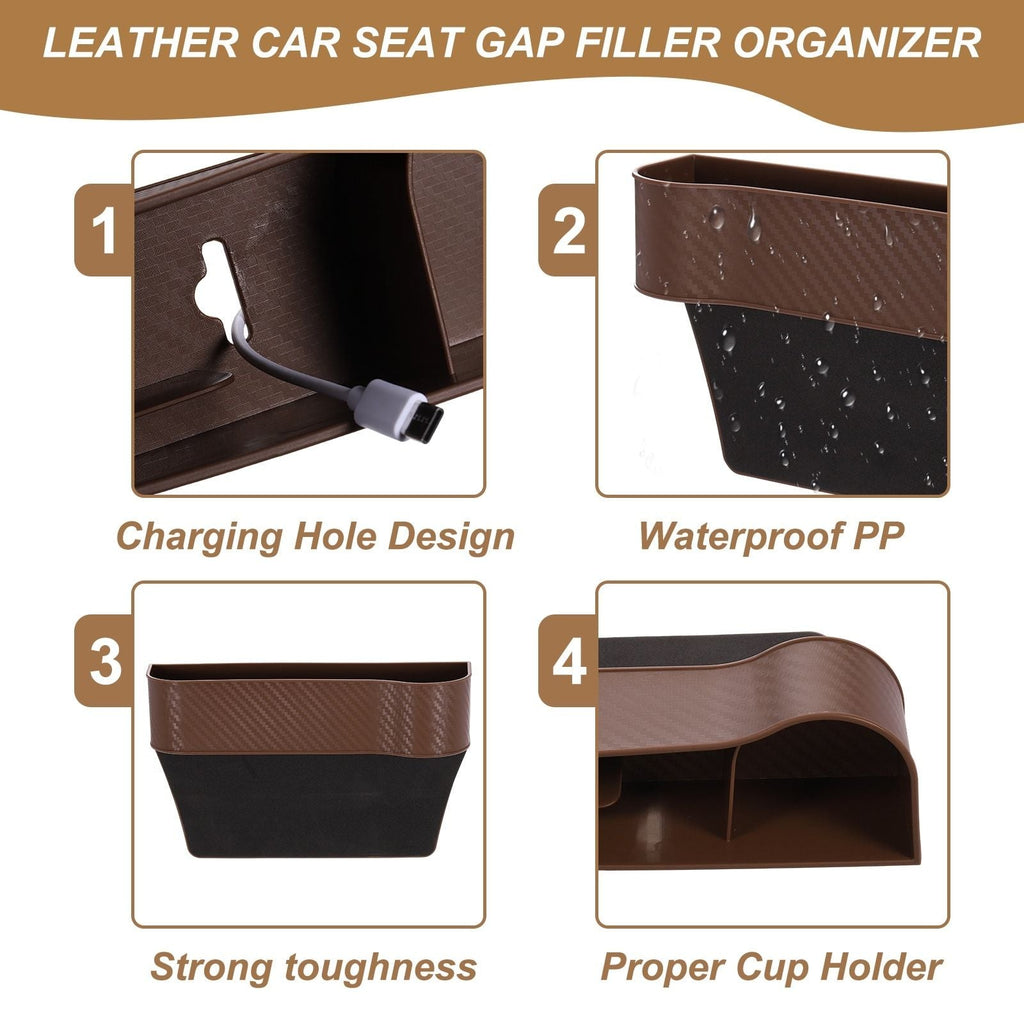 Car Seat Gap Filler Organizer with Cup Holders for Phone Keys