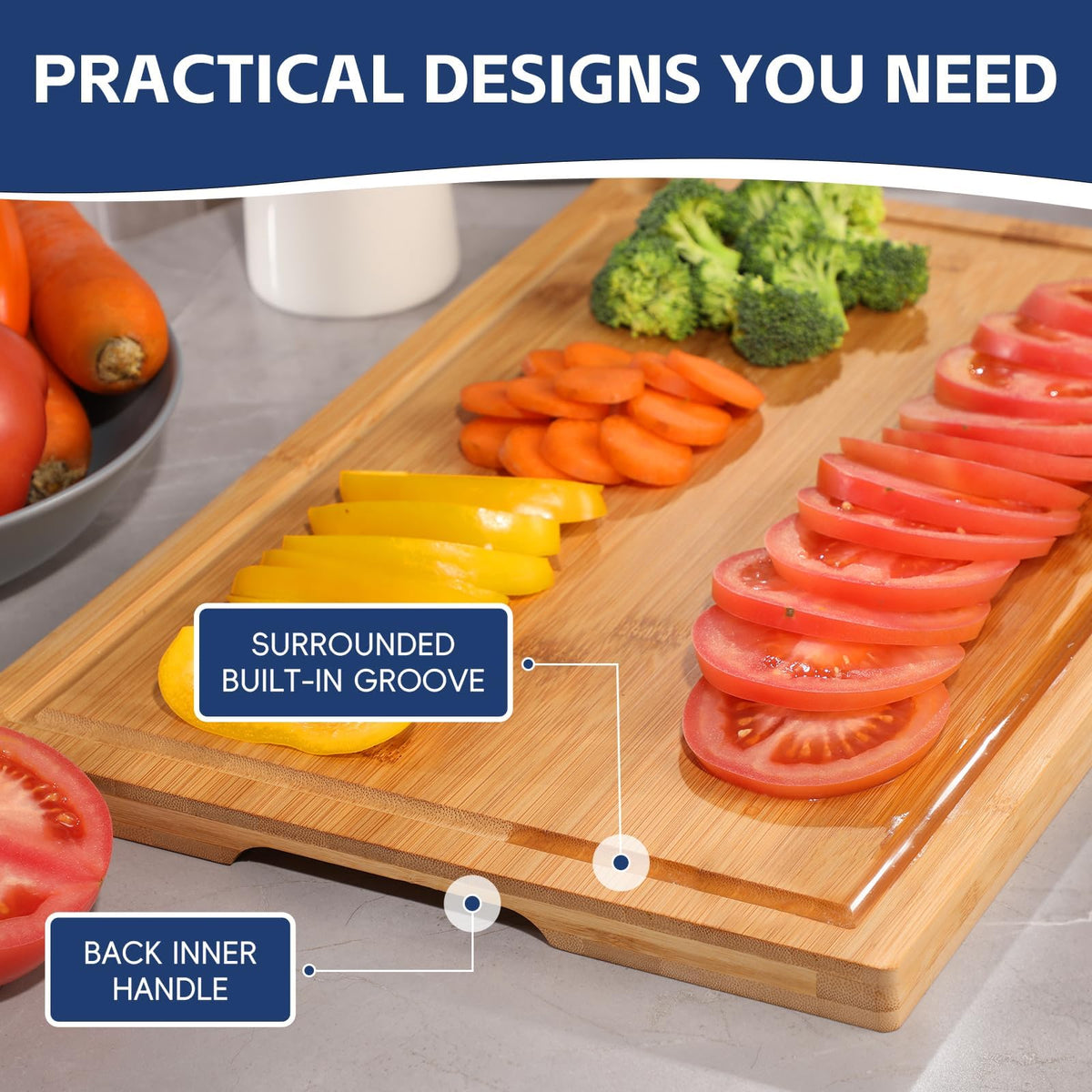 3-Piece Bamboo Cutting Board Set Natural