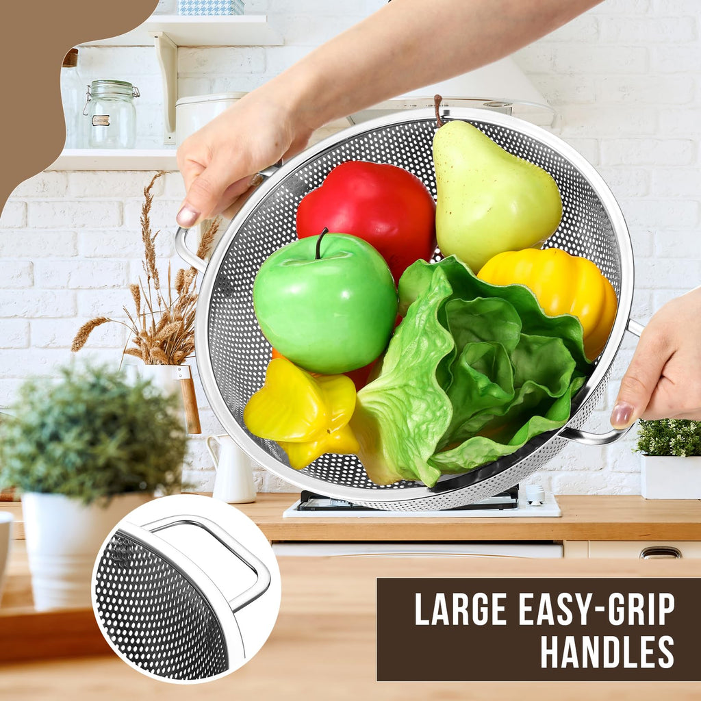 Stainless Steel Colander and Fine Mesh Strainer Set